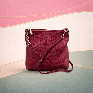 Coach Burgundy Ruched Leather Shoulder Bag Gold Hardware Oxblood Crossbody